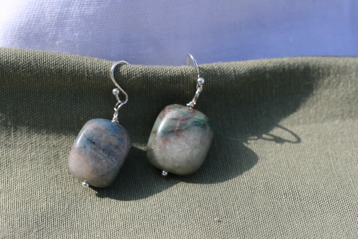 Ajoite and Papagoite Earrings helps one speak with clarity 5411